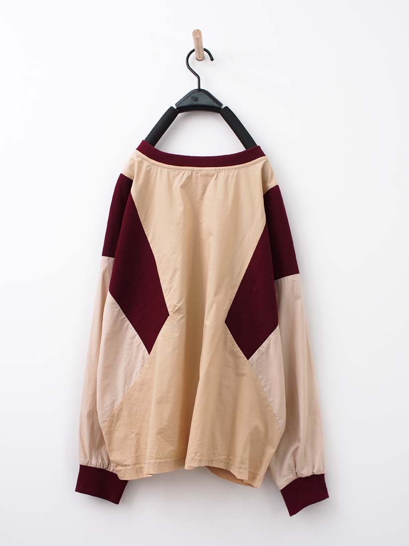 羅紋復古拚色連袖上衣