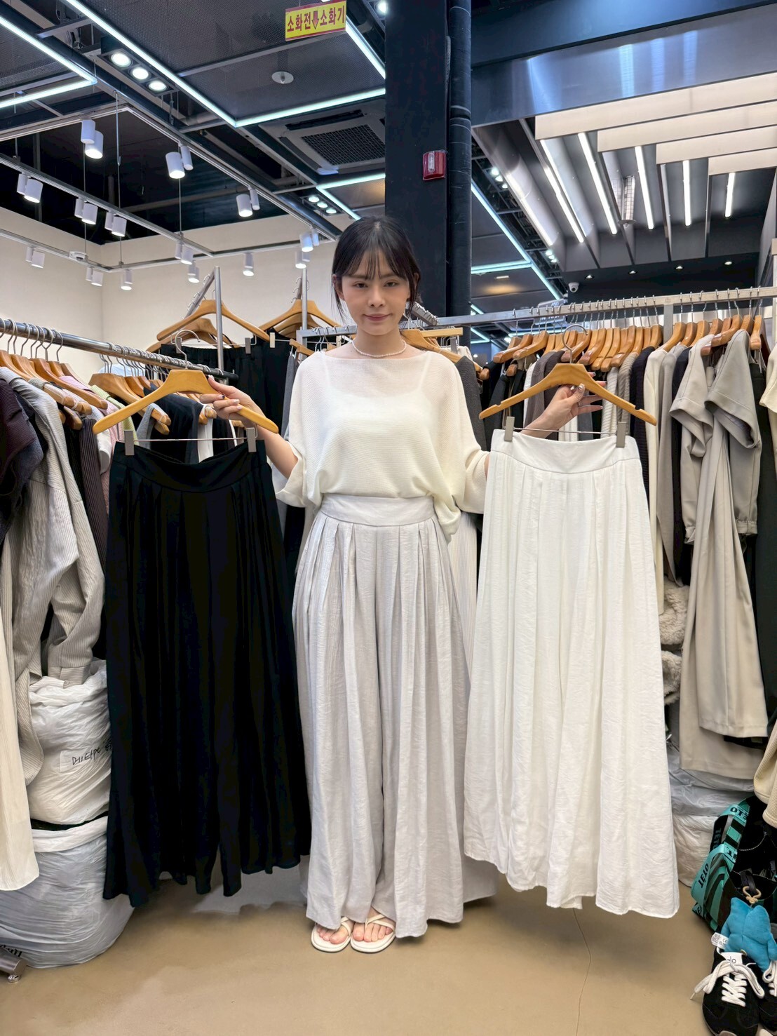 SA6055 高腰打摺垂感寬腿褲