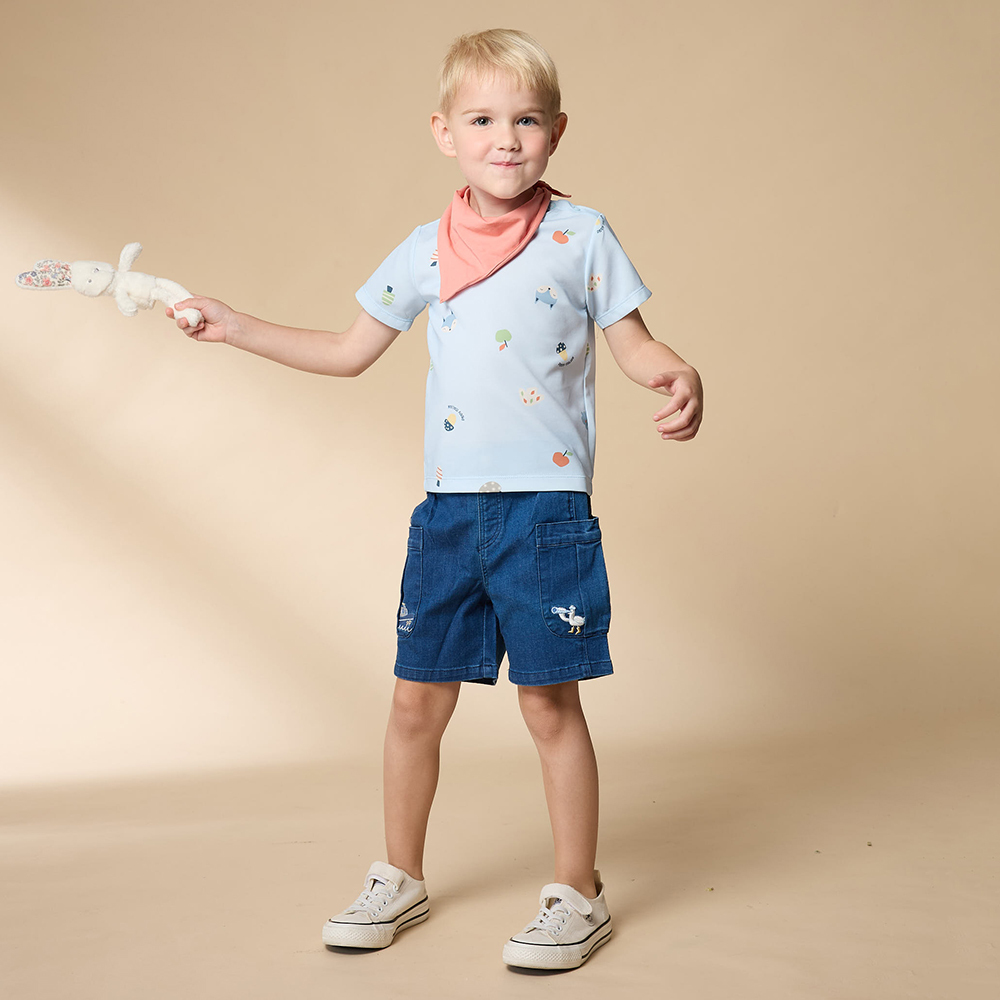 PIPPY 可愛俏皮印花圓領短袖上衣 藍