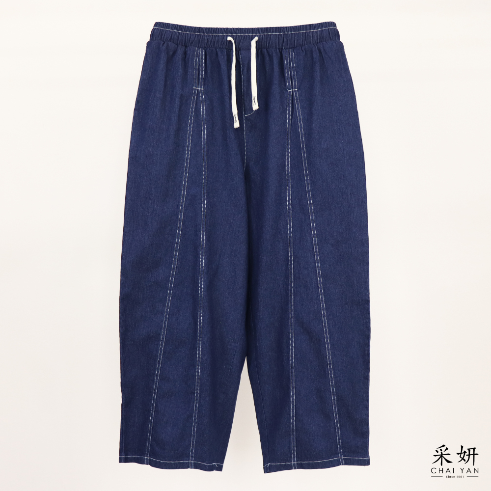 直線天絲牛仔寬錐型褲