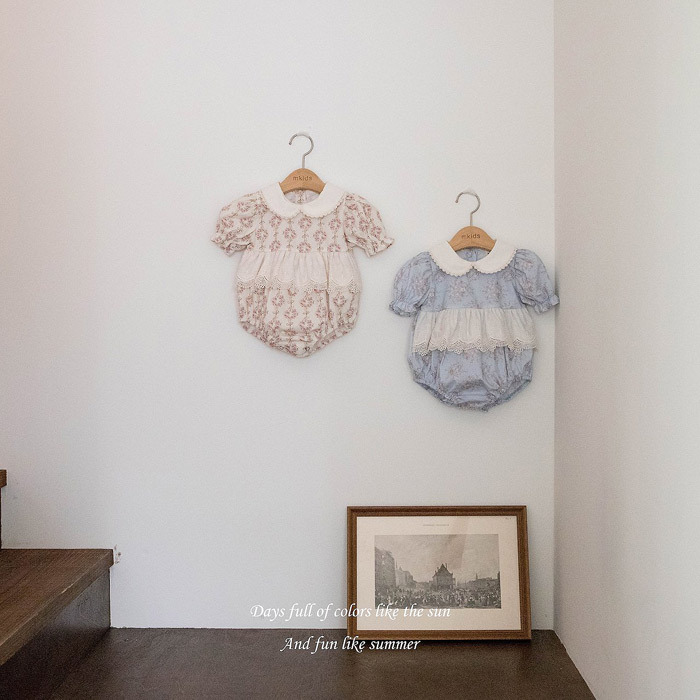 正韓夏mkids 兩色復古碎花包屁衣