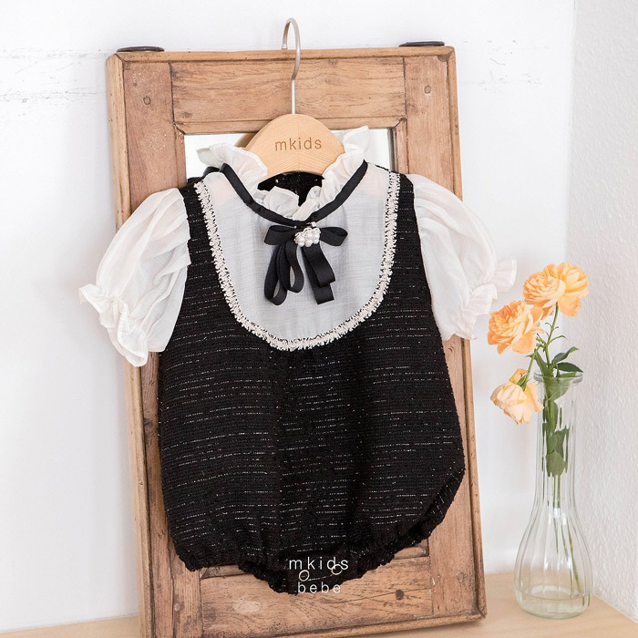 正韓夏mkids 兩色復古學院包屁衣