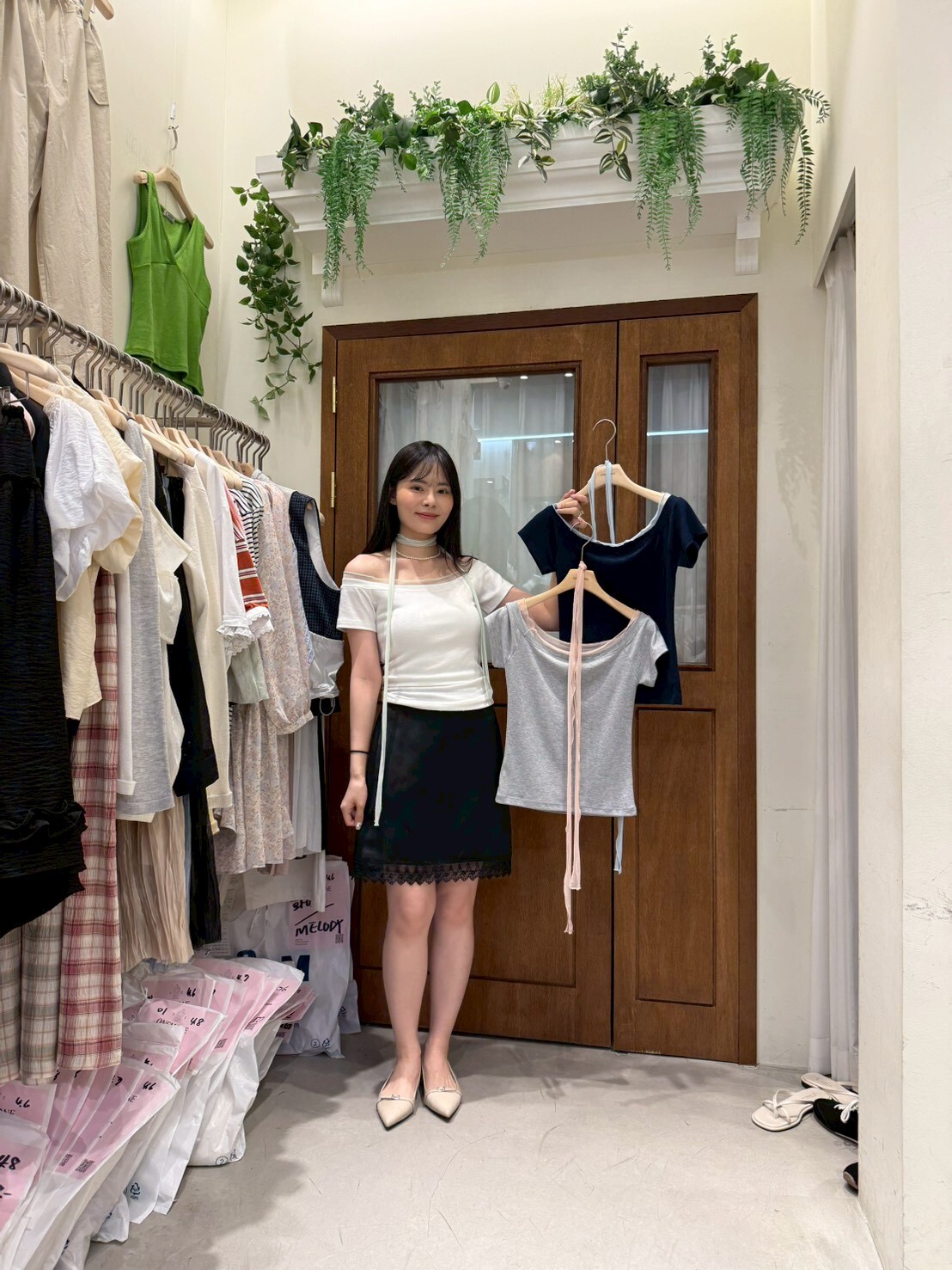 OM6001 拼紗領巾上衣