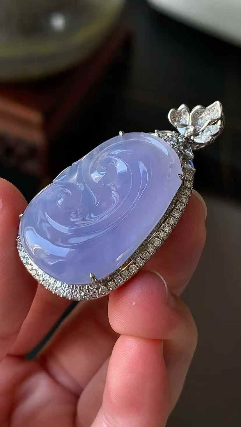 326369 翡翠紫羅蘭如意吊墜