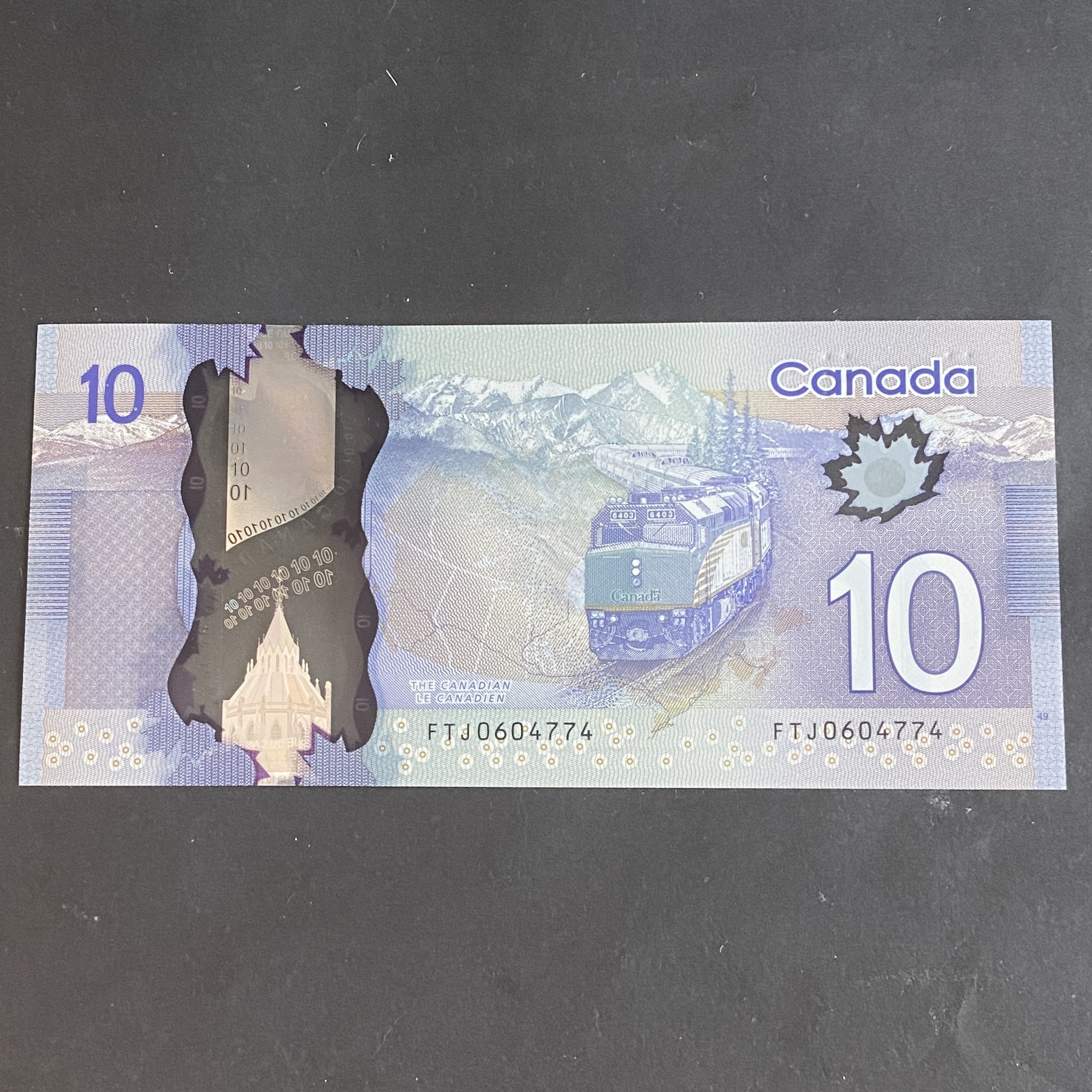 2013年 加拿大10元膠鈔 FTJ0604774 (可選購2張但不連號)