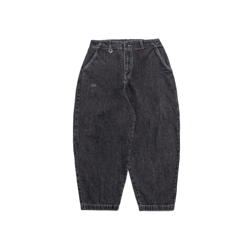 PERSEVERE ENZYME-STONEWASHED TAPERED JEANS - WASHED BLACK SIZE S