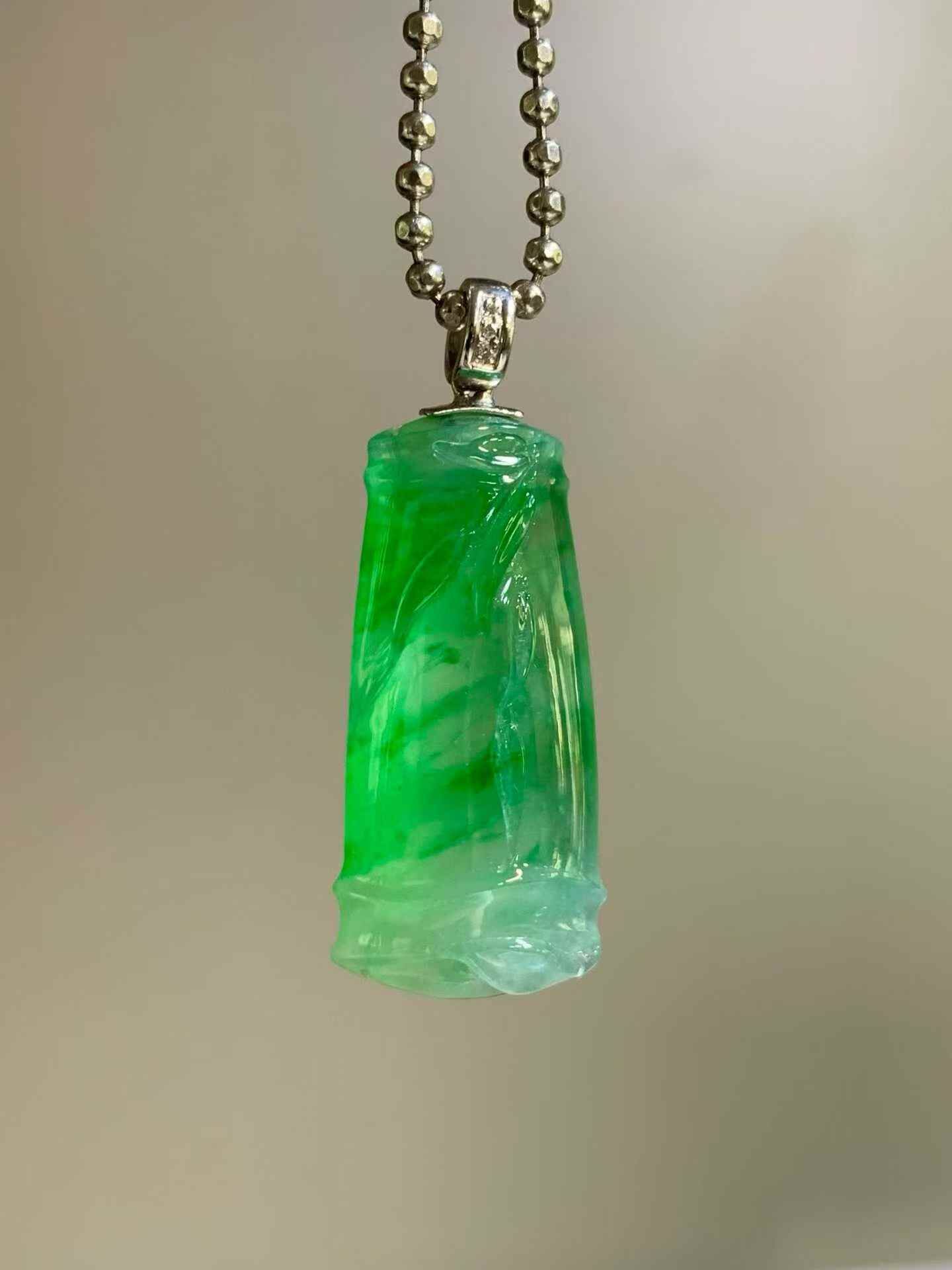 翡翠竹節牌吊墜,天然翡翠A玉, 緬甸玉, Jade, Jadeite