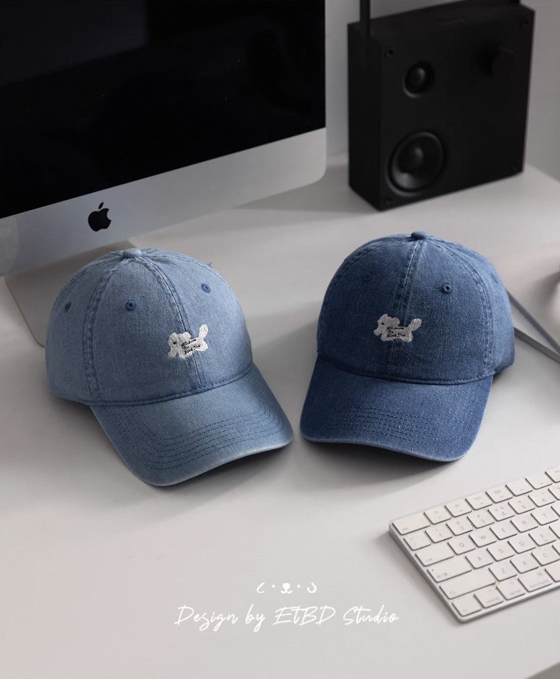 #預購 ETBD 原創 狗狗字母刺繡 牛仔棒球帽 三色