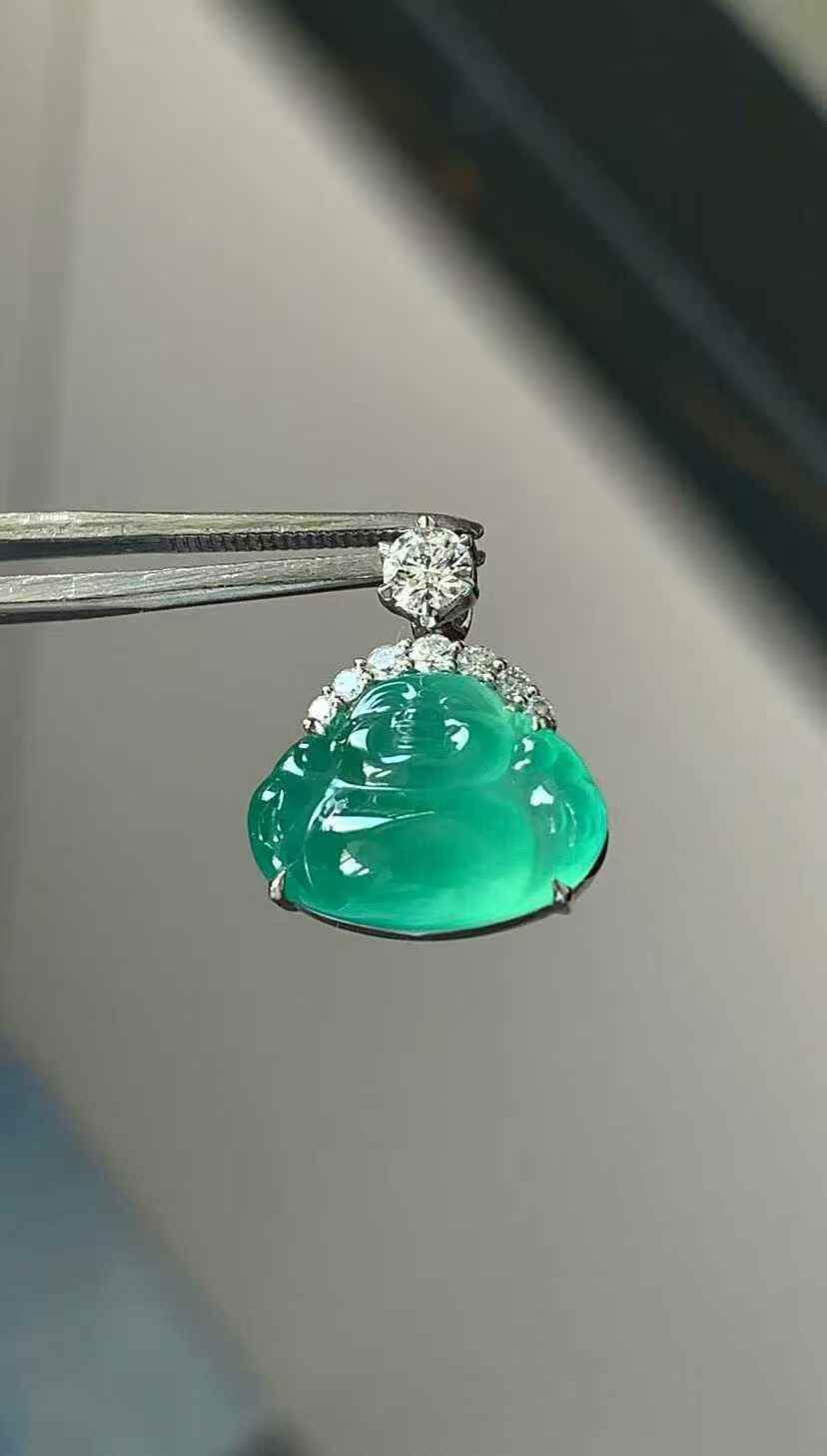 翡翠坐佛吊墜,天然翡翠A玉, 緬甸玉, Jade, Jadeite