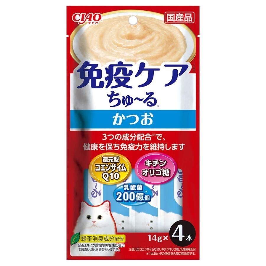 CIAO 貓小食 唧唧醬．免疫配方 鰹魚味14g x 4支