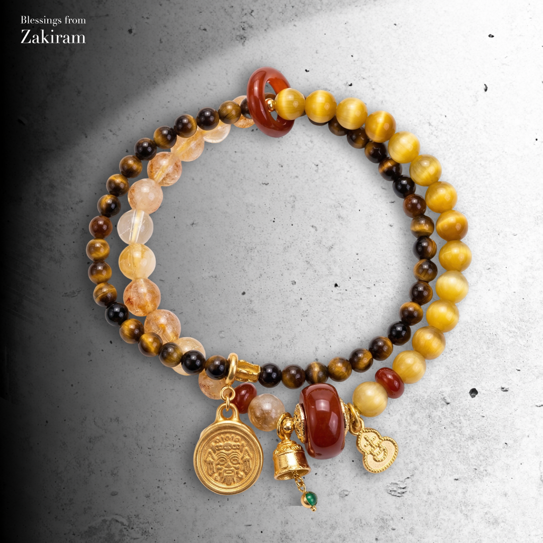 扎基拉姆 守財聚氣虎眼石 雙圈手串