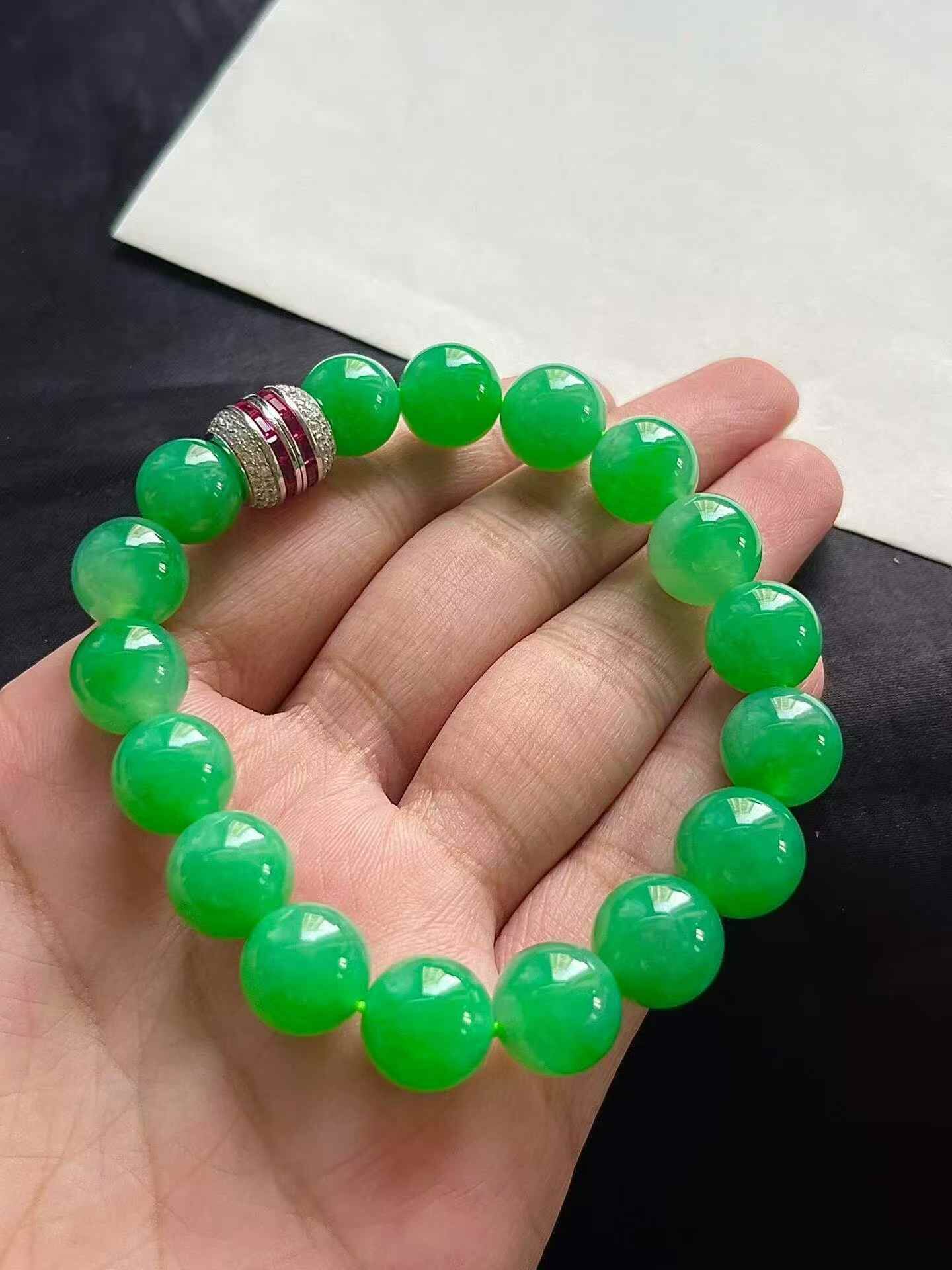 翡翠手串 (11-11.9mm直徑),天然翡翠A玉, 緬甸玉, Jade, Jadeite