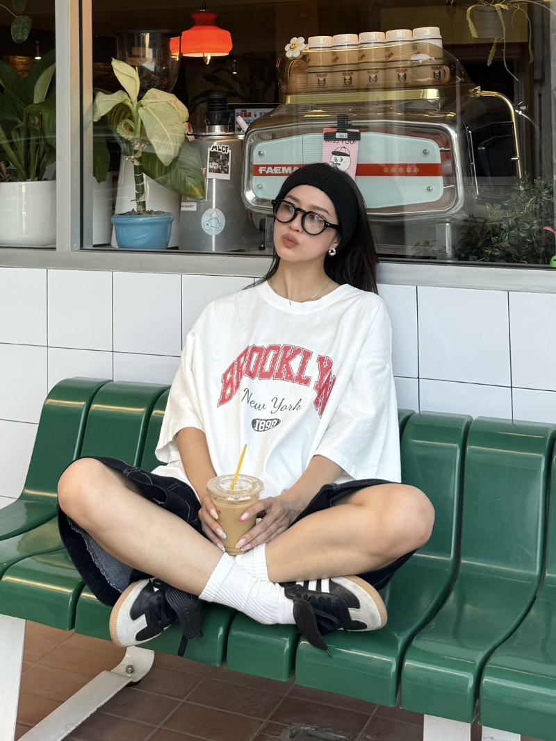 A3373-復古水洗英文字母T