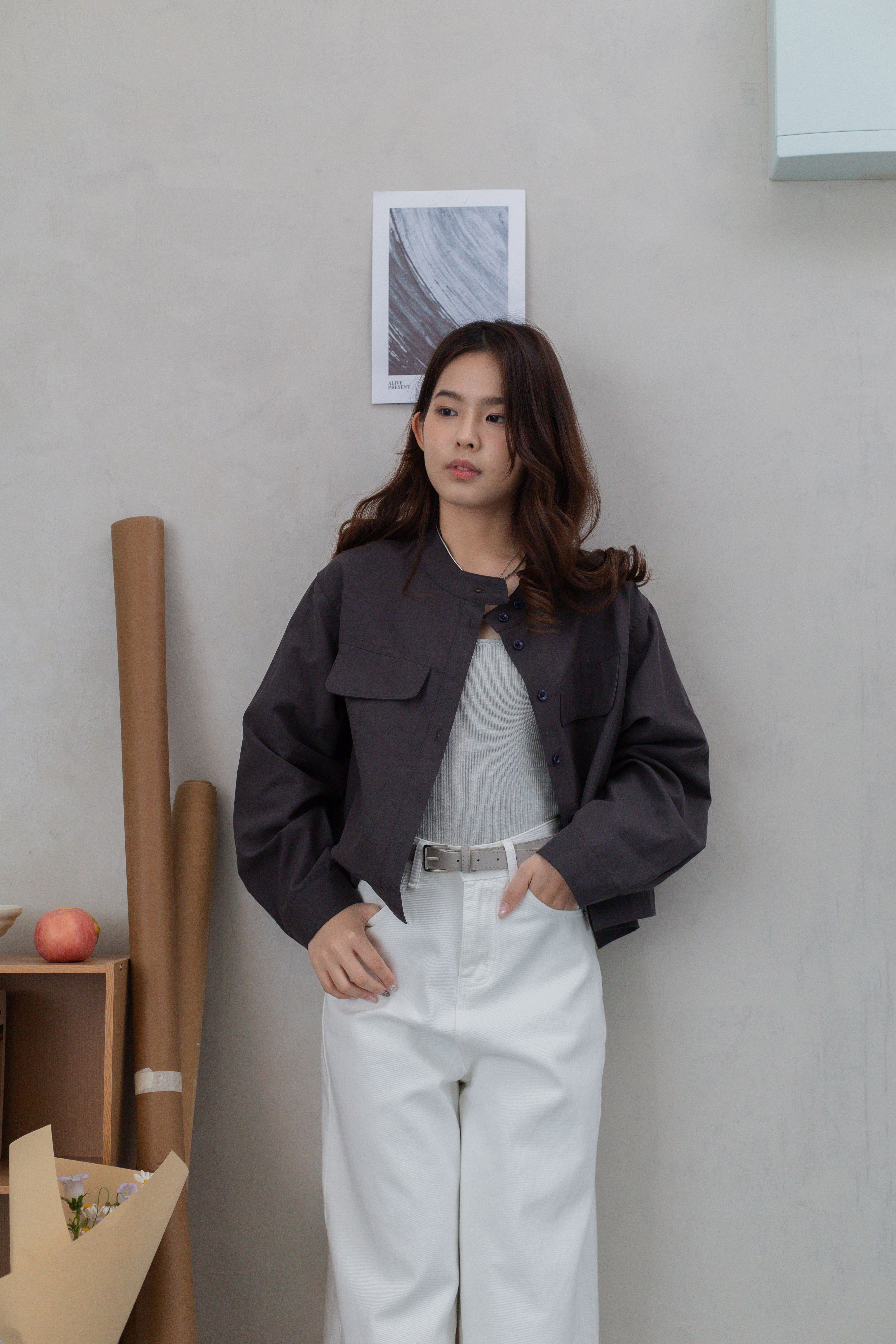 Nore Cargo Long Sleeve Top Grey -2675BSGRY