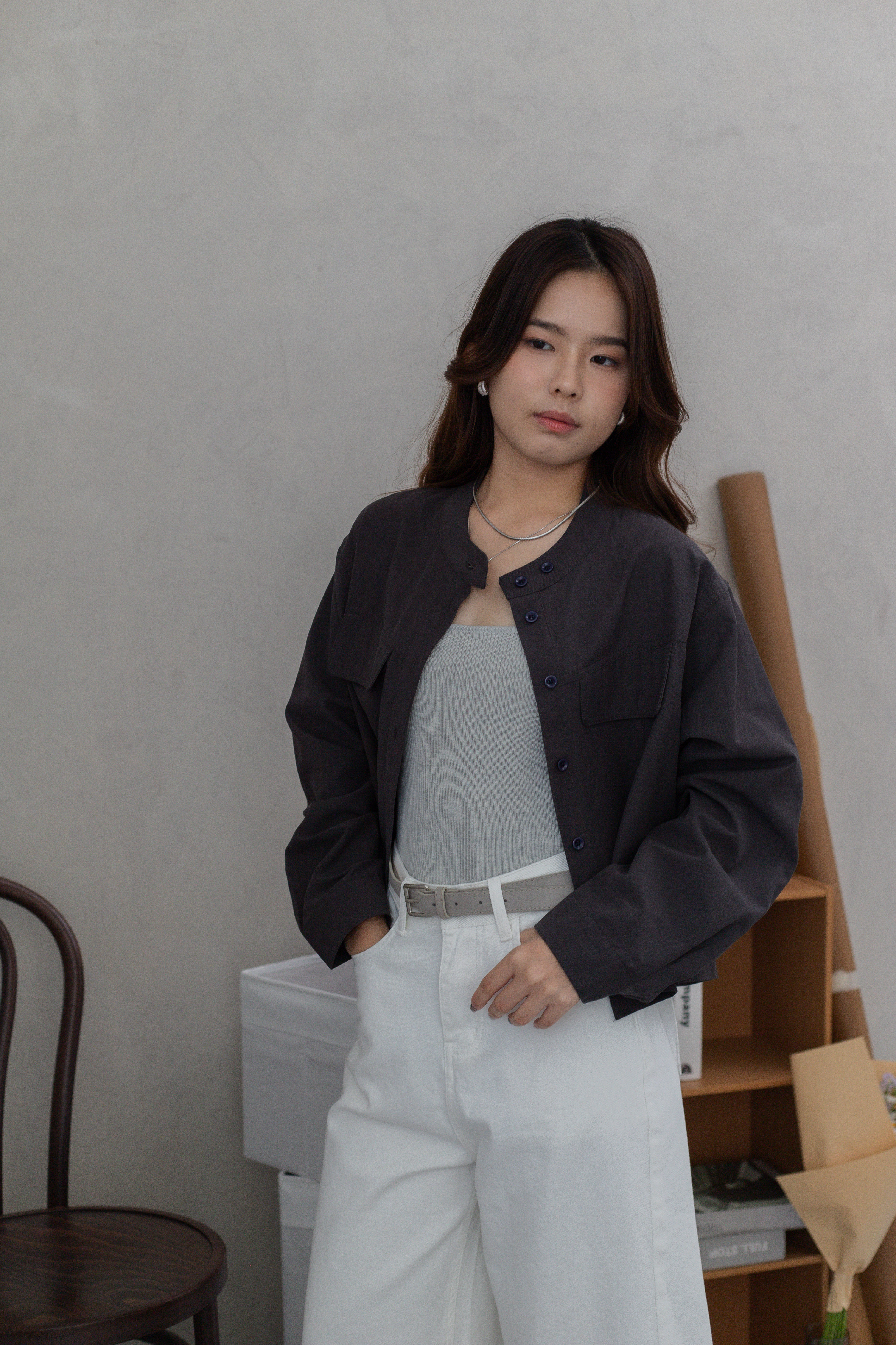 Nore Cargo Long Sleeve Top Grey -2675BSGRY