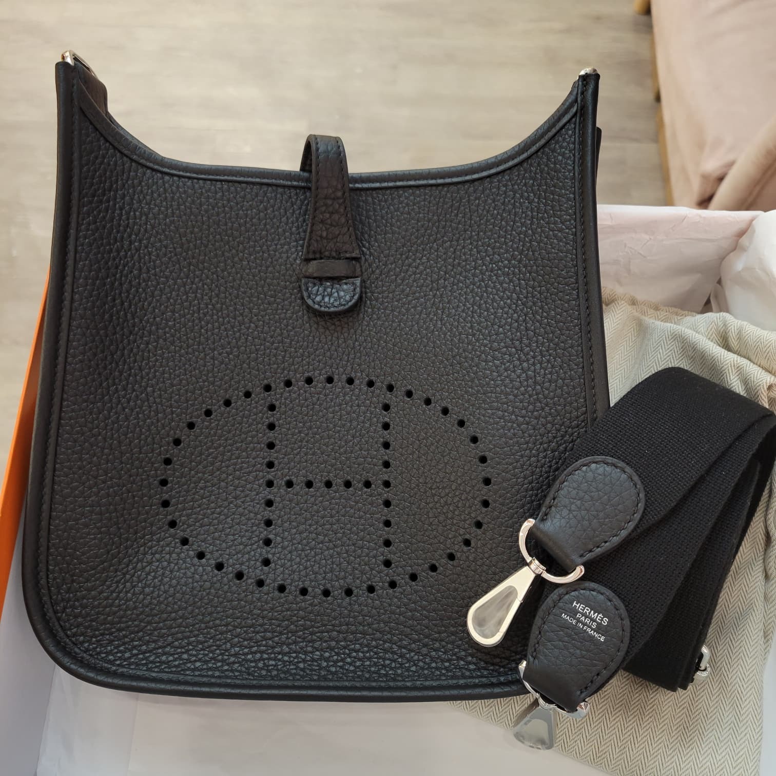 HERMES EVELYNE 23 NOIR CK 黑銀