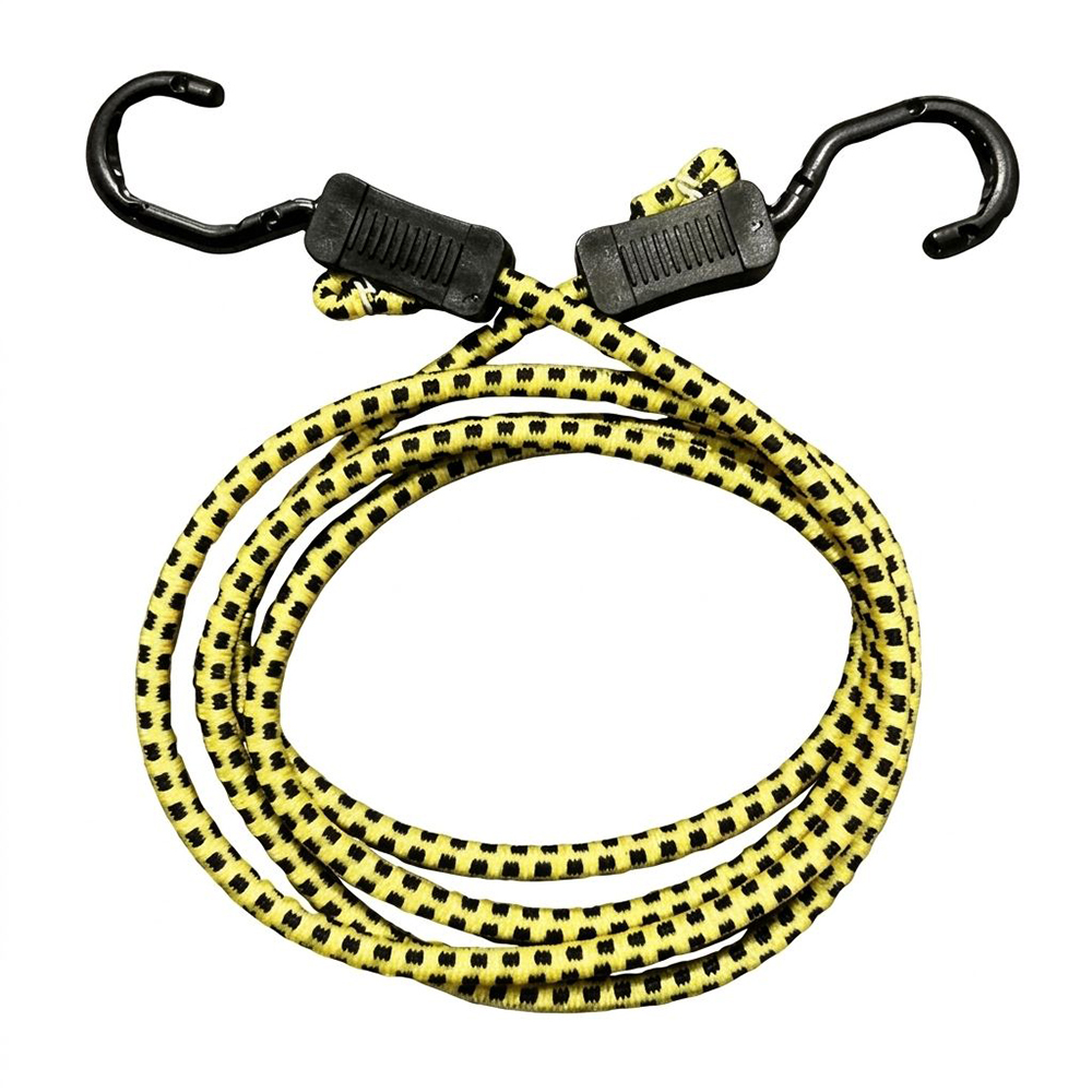 【SafeStraps】Yellow & Black Adjustable Bungee Strap (2m) | Steel-Core Plastic-Coated Hook | Anti-Scratch | Cargo Securing
