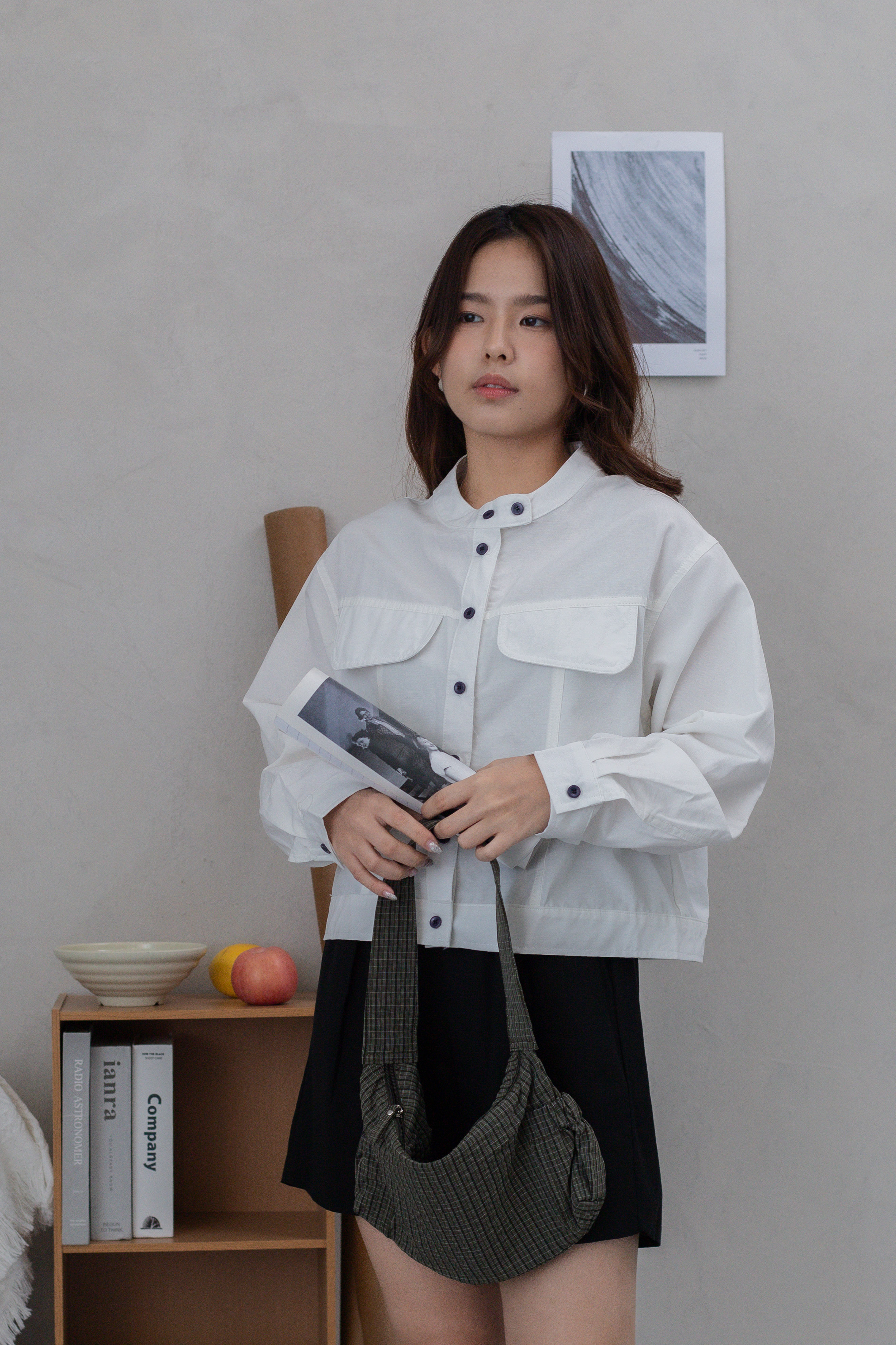 Nore Cargo Long Sleeve Top White-2675BSWHI