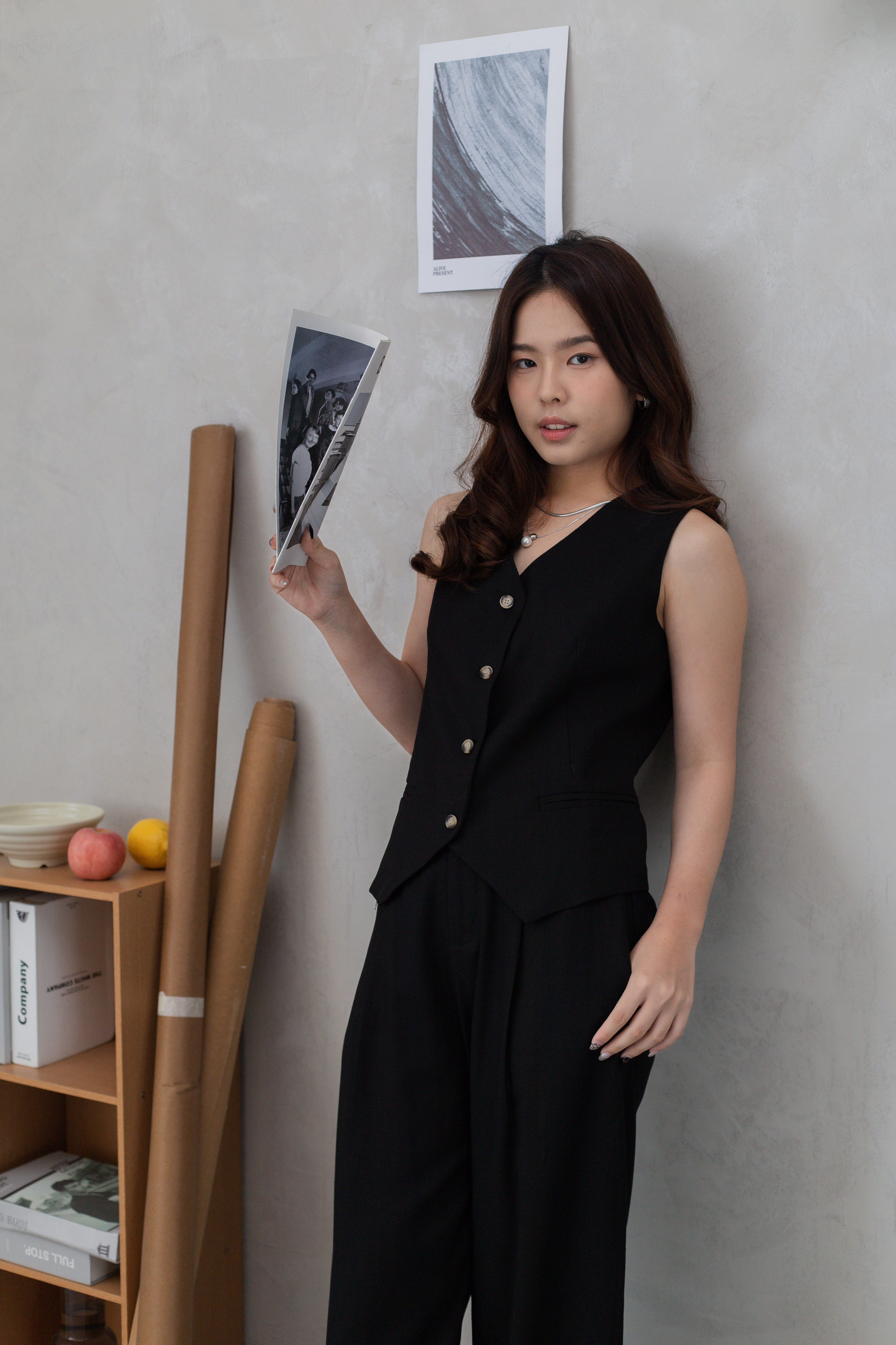 Cecile Linen Vest Black - 2672BVBLK