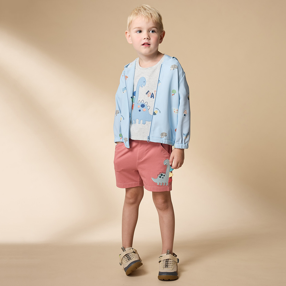 PIPPY 休閒風小恐龍繡花短褲 桔