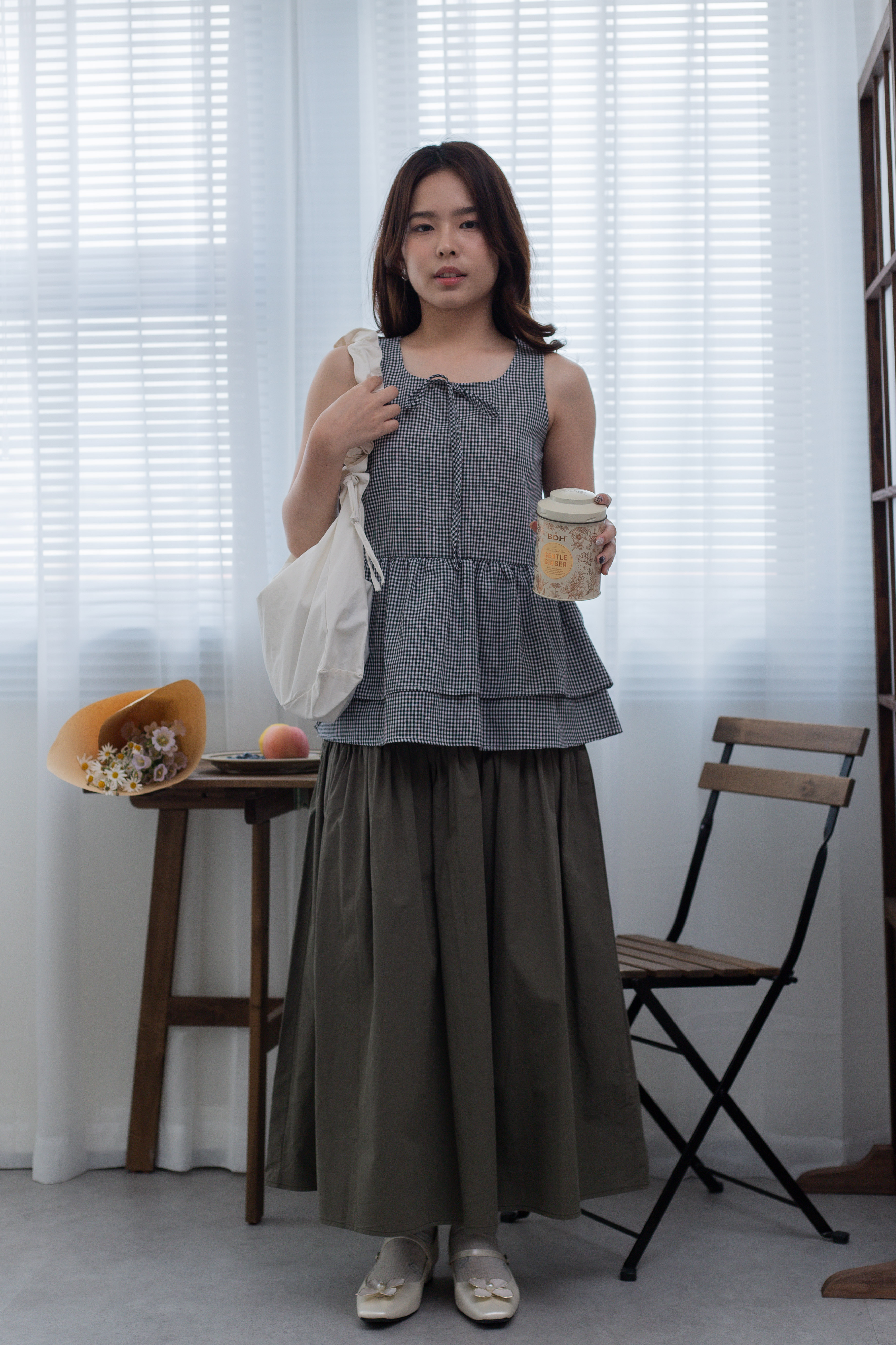 June Checkered Top Black  -2677BVBLK