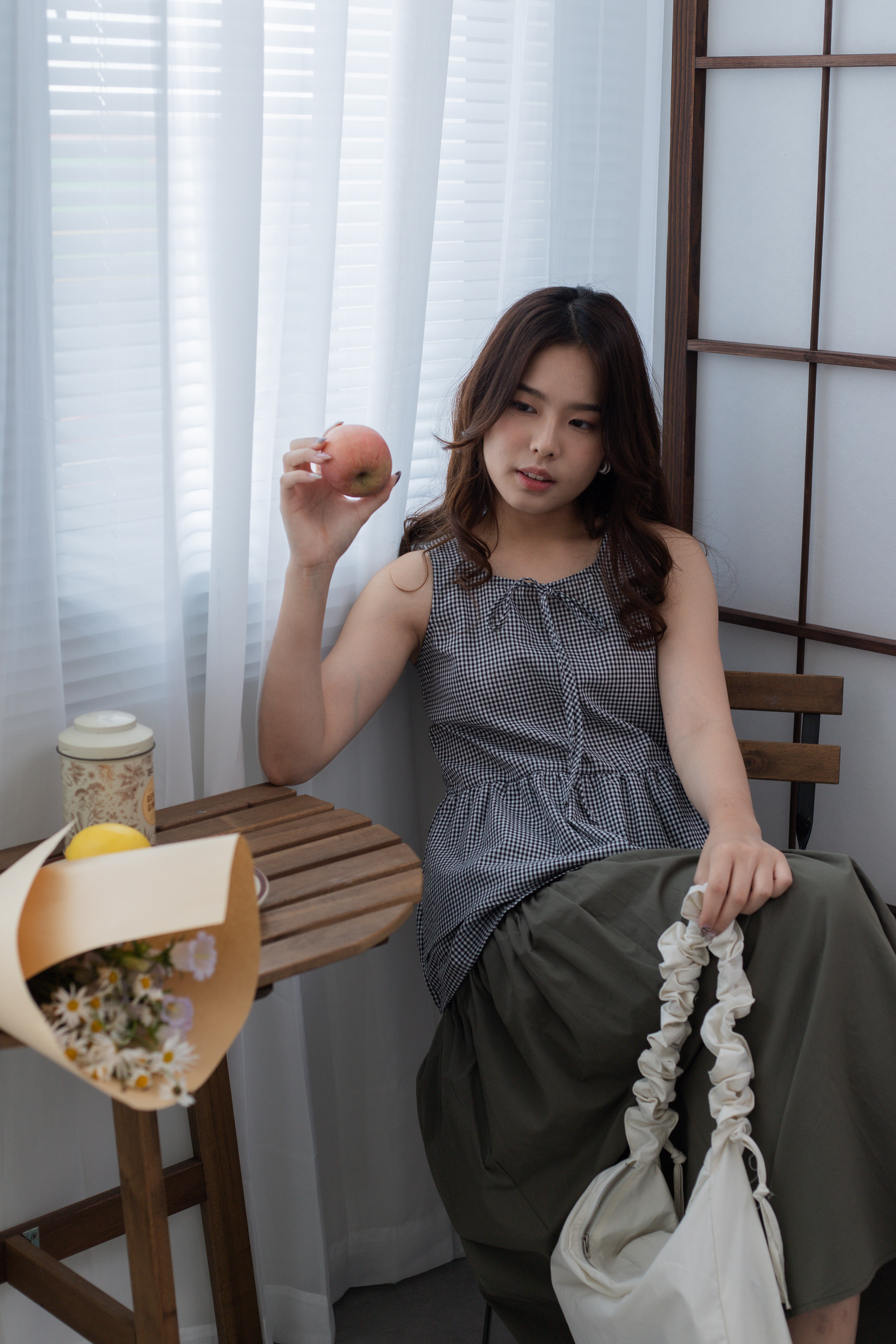 June Checkered Top Black  -2677BVBLK