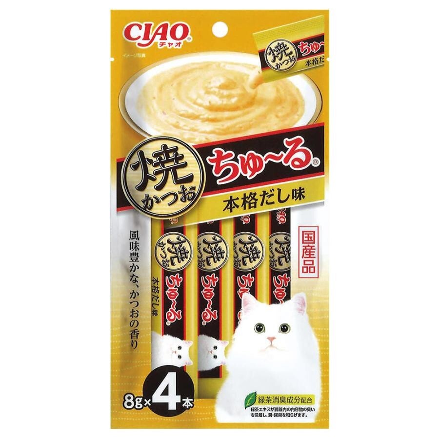 CIAO 貓小食 唧唧醬．烤鰹魚+高湯味8g x 4支裝