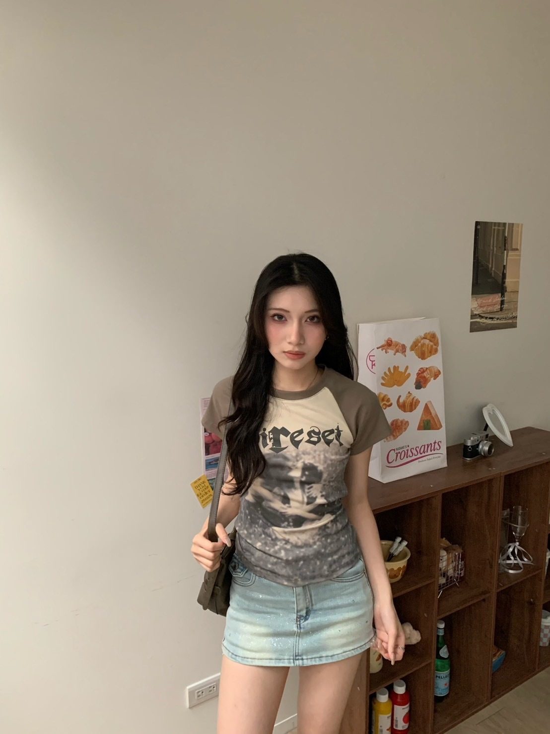 B118美式辣妹復古印花短袖