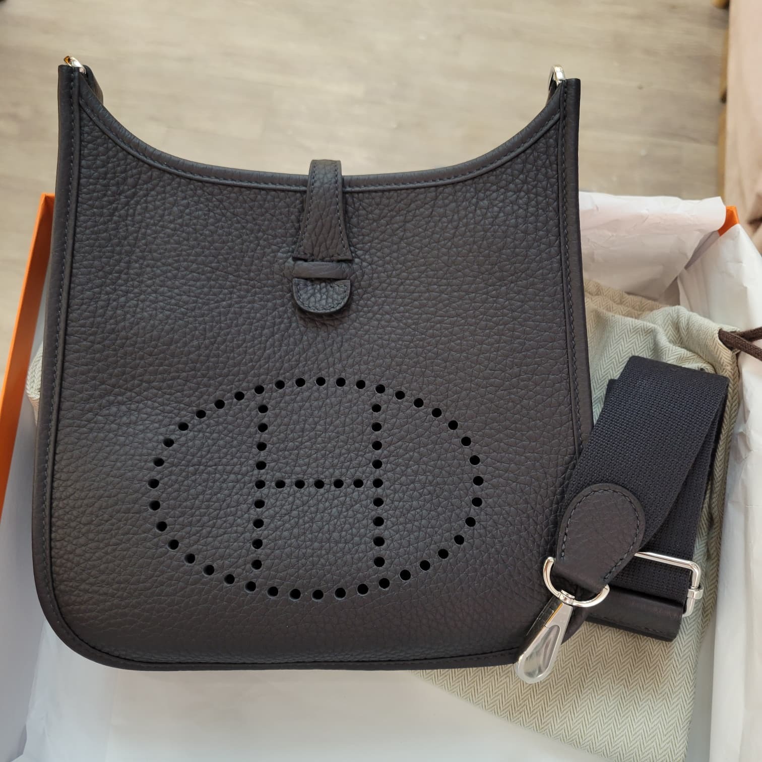 HERMES EVELYNE 23 3Y Caban CK 水兵藍 銀扣