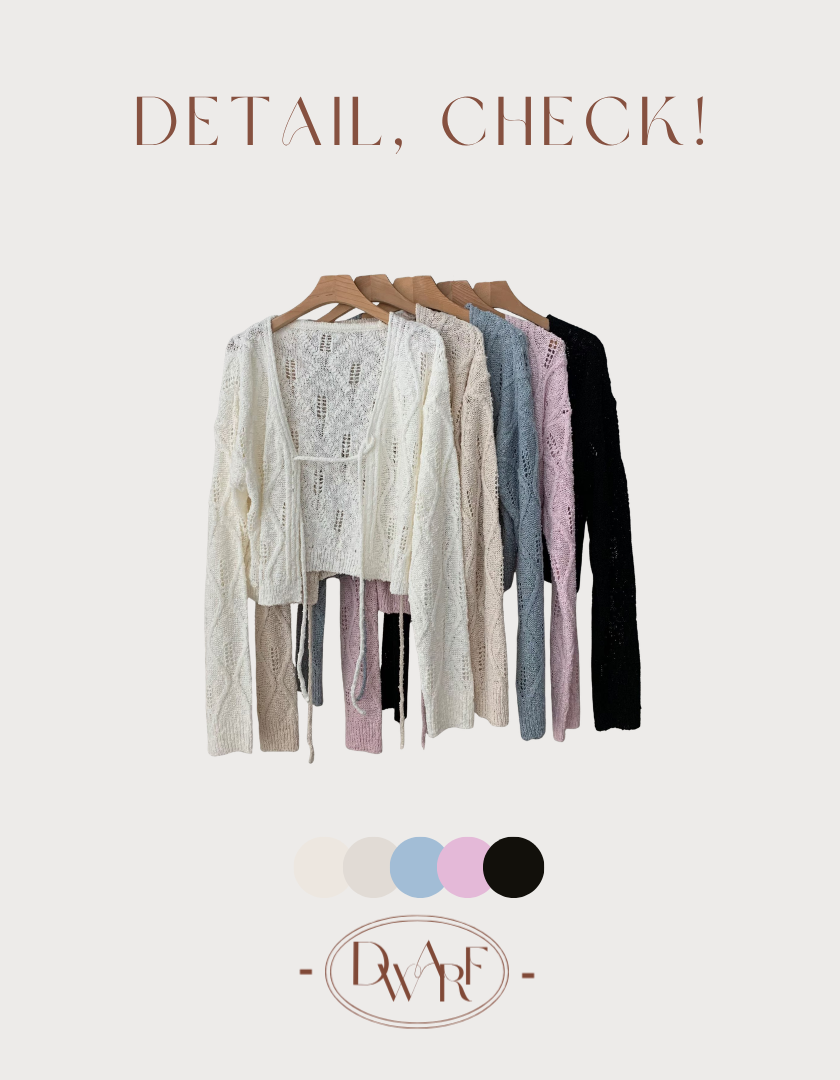 《KR》繫帶縷空菱紋薄外套