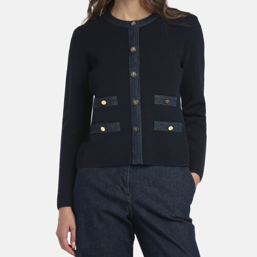 1LS1015-148 [LUISA SPAGNOLI] Train Conductor Bon-Ton Cardigan Blue #100363 1206 1255 (C-K11-E)