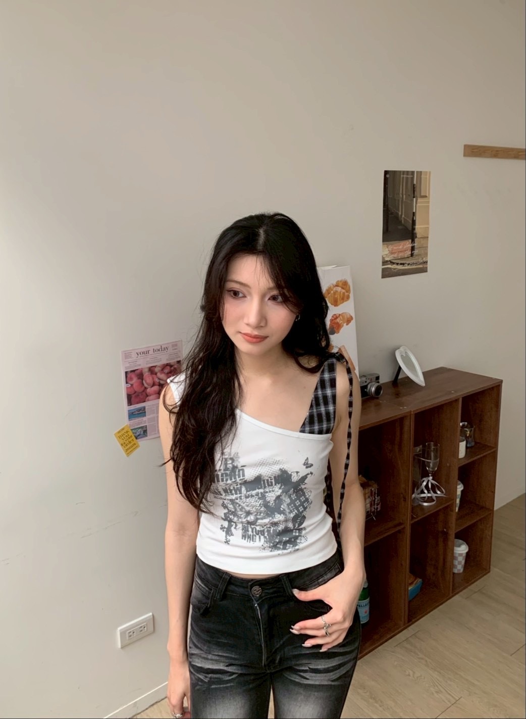 B165復古拼格紋上衣