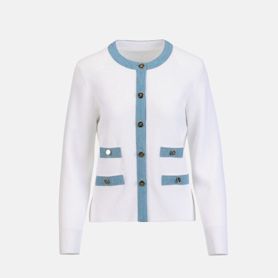 1LS1015-147 [LUISA SPAGNOLI] Train Conductor Bon-Ton Cardigan White #100363 0201 1217 (C-K11-E)