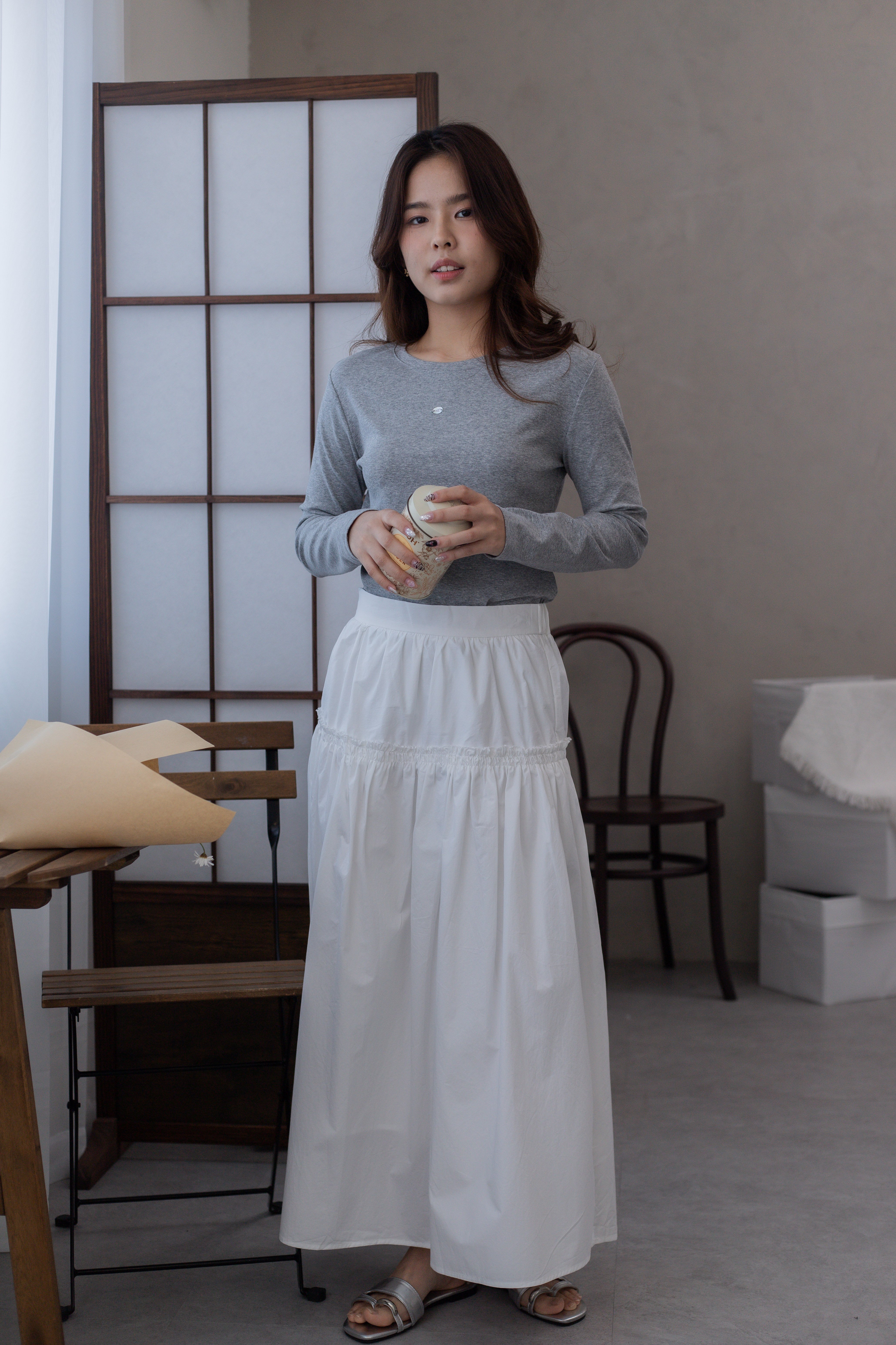 Ruth Long Sleeve Tee Grey-2688TSGRY