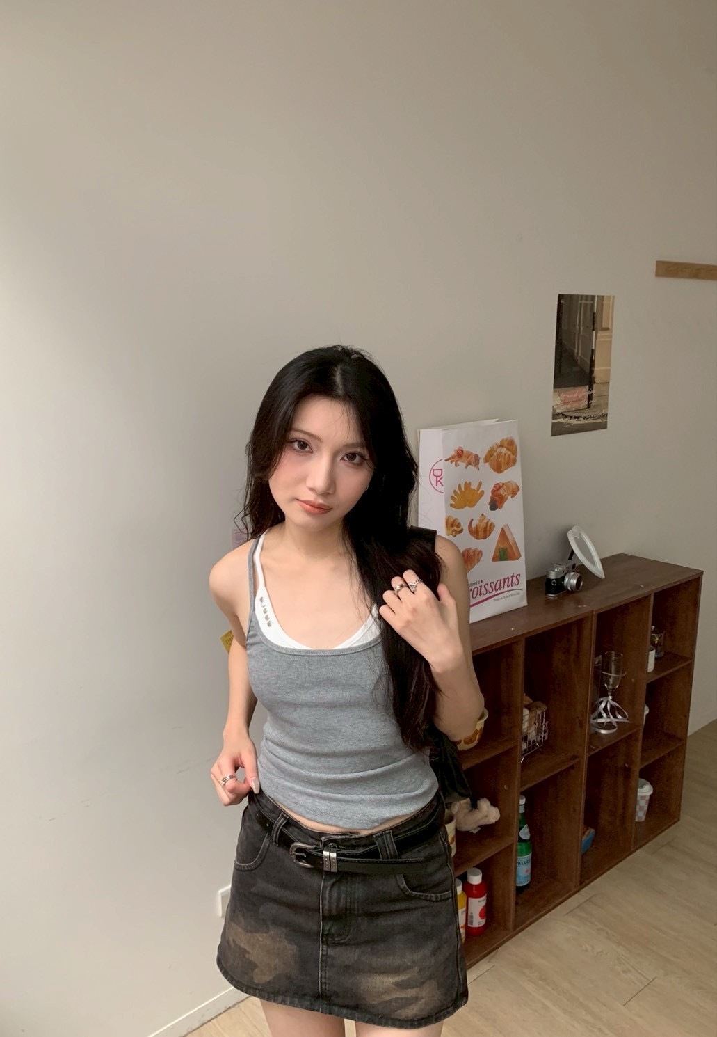 B161卯釘假兩件背心