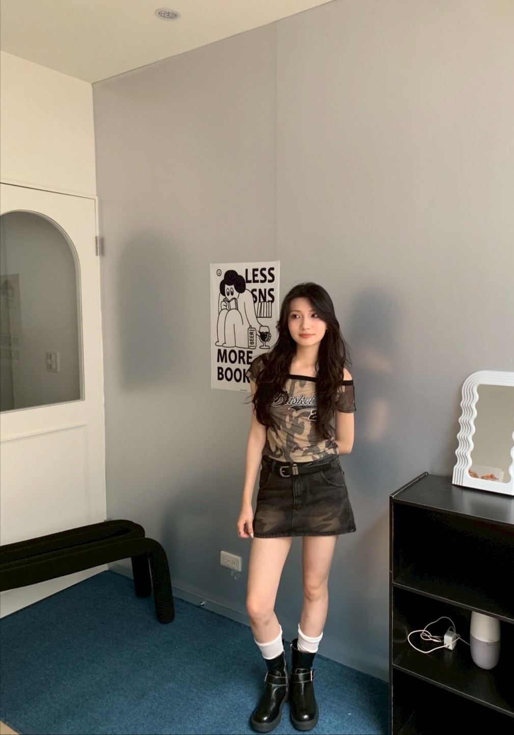 B163復古感迷彩短裙(附皮帶)