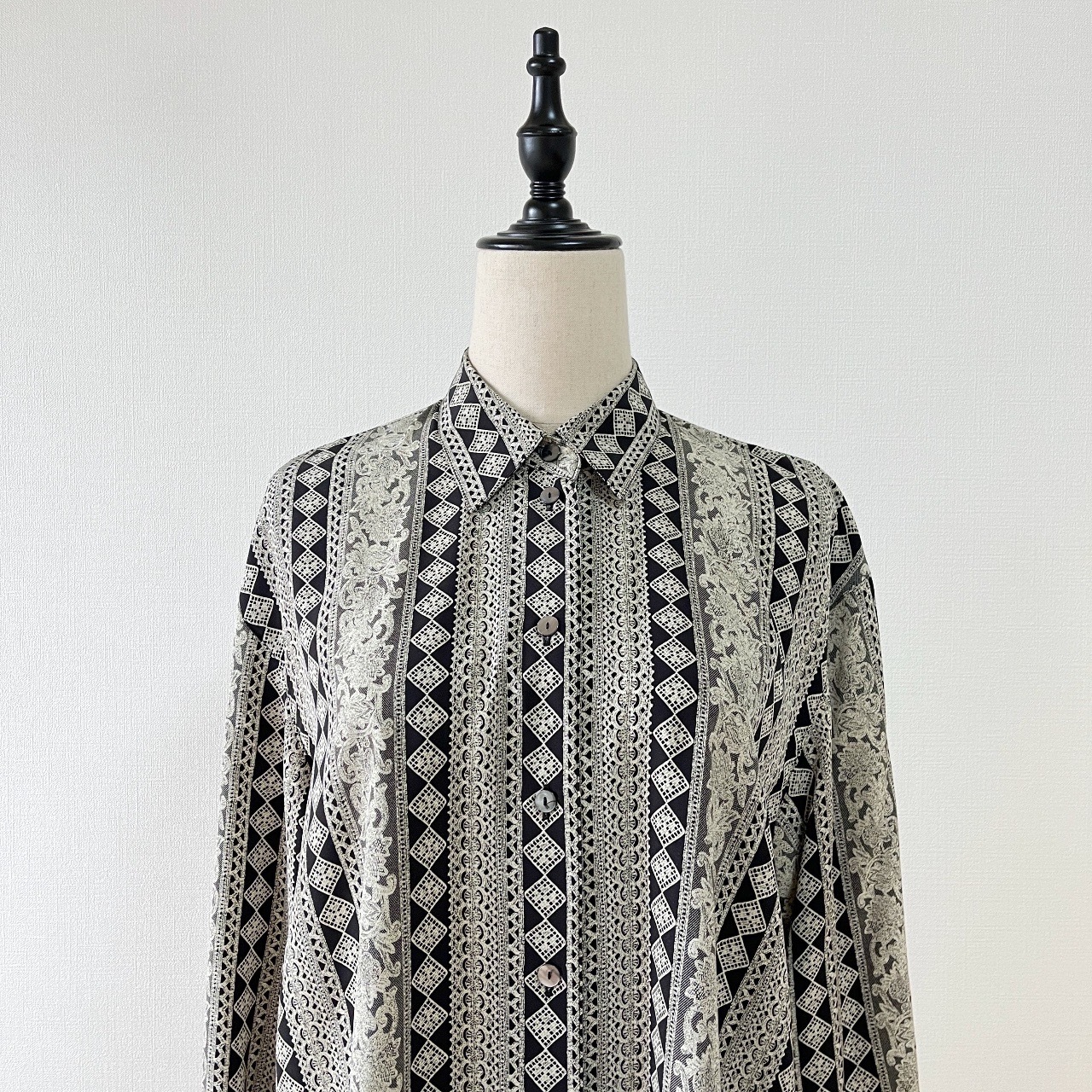 Made in Japan Black and White Patterned Vintage Top