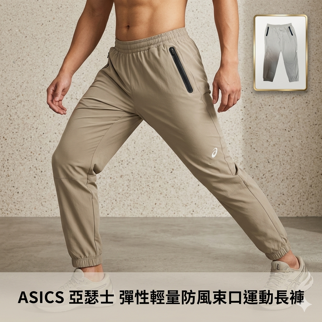 【預購】H0408129 ASICS 亞瑟士 彈性輕量防風束口運動長褲