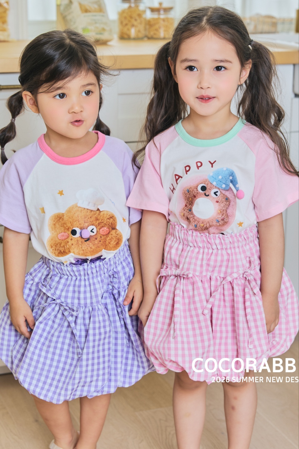韓國🇰🇷COCORABBIT 甜點玩偶拼袖印花Ｔ恤(S-2XL)