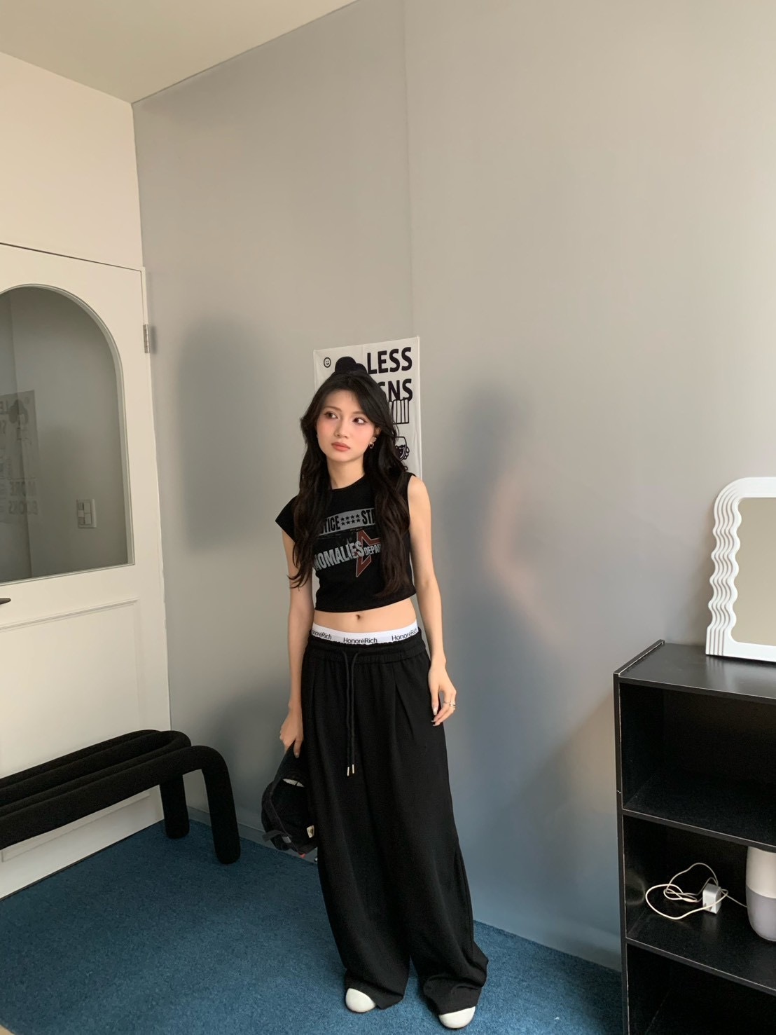 B171假兩件造型闊腿棉褲