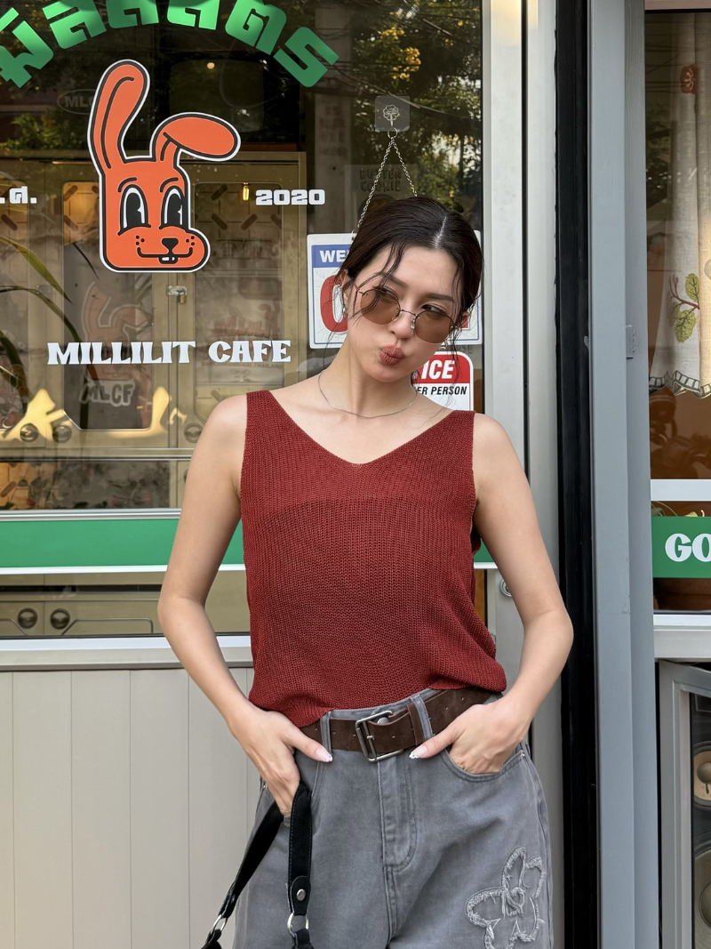 A3380-法式扭結設計針織背心