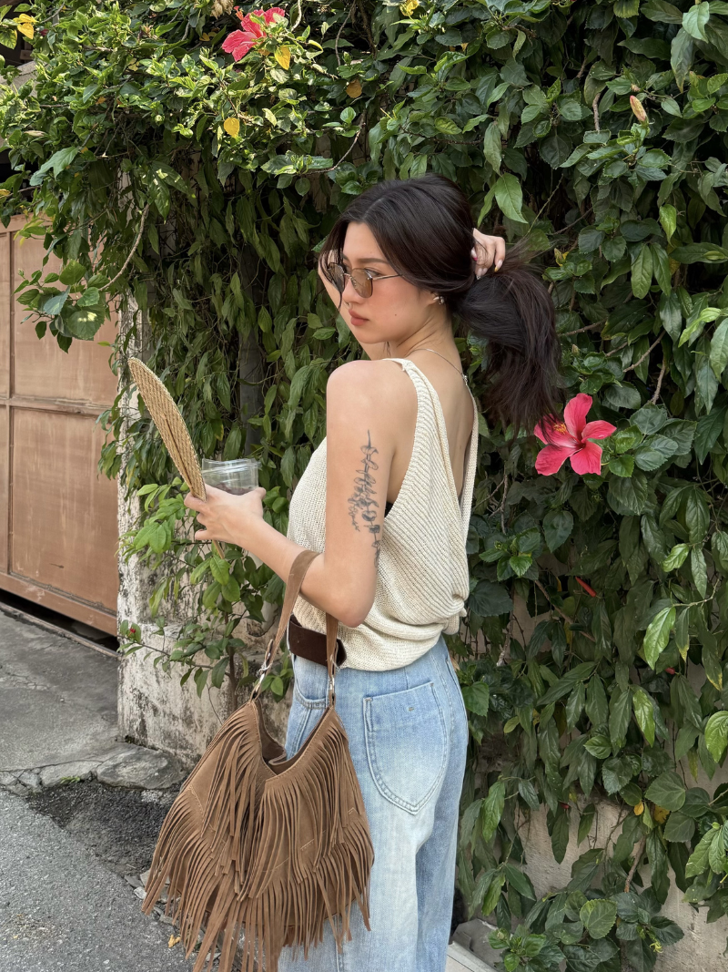 A3380-法式扭結設計針織背心