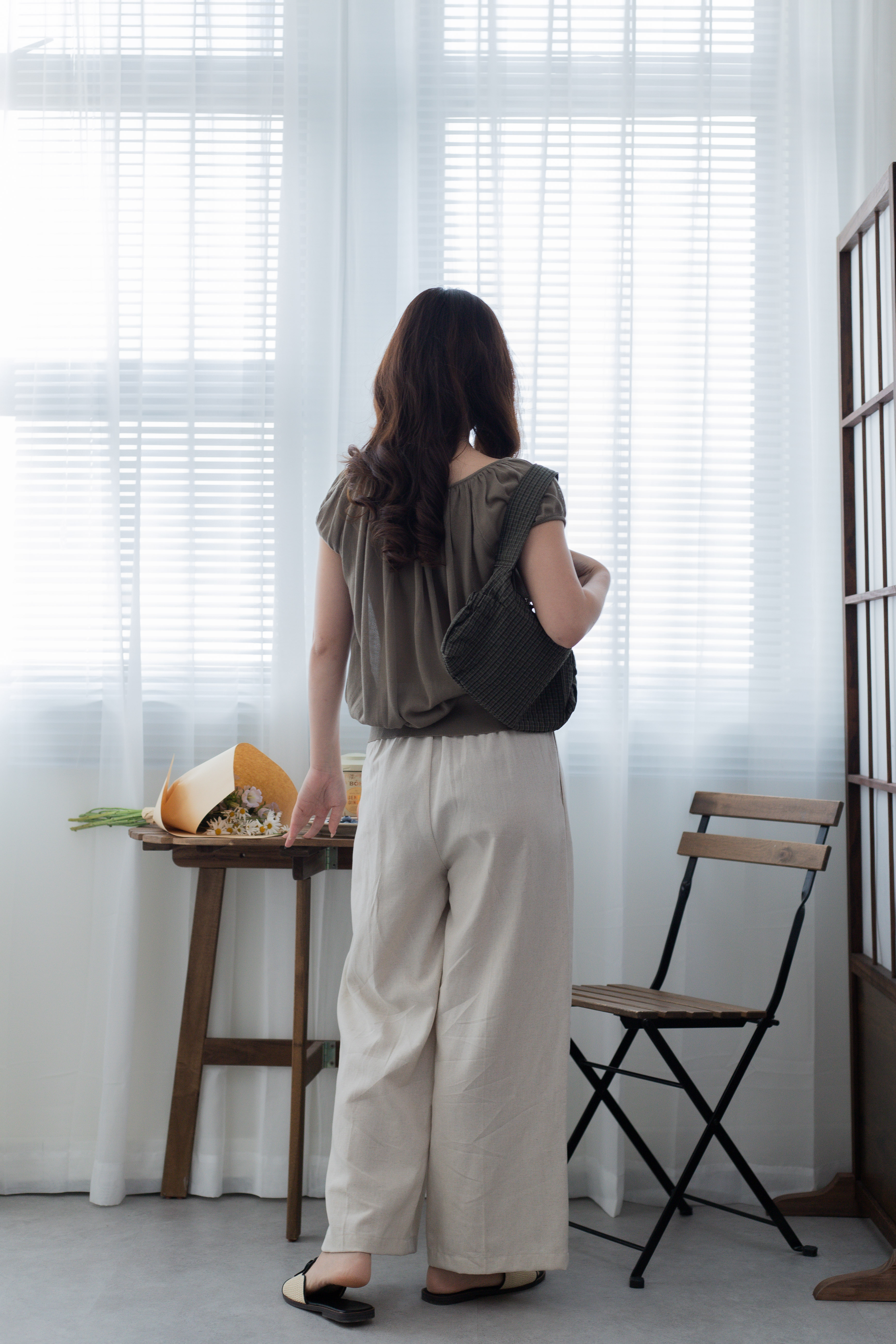 Evelyn Gathered Knit Top Khaki - 2683KSKHA