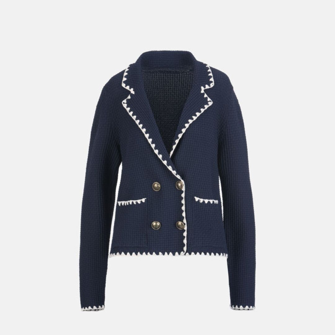 1LS1015-149 [LUISA SPAGNOLI] Cosmic Double-Breasted Jacket with Lapels Blue #100347 1209 0202 (C-K11-E)