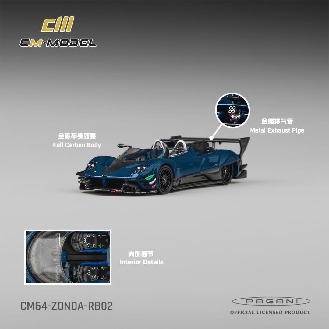 預訂:1/64 CM MODEL Pagani Zonda Revo Barchetta Blue Full Carbon (CM64-ZONDA-RB02)
