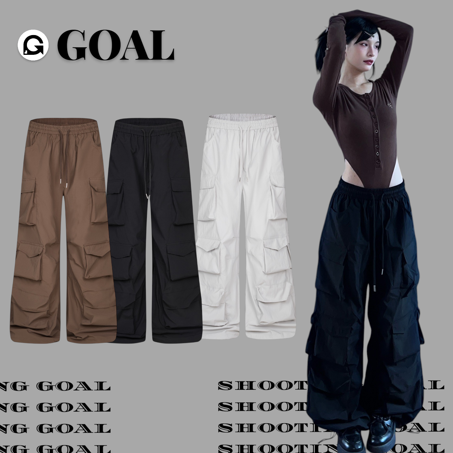 (GOAL) 春夏款多口袋 落地工裝褲 薄款 ERHU 93357