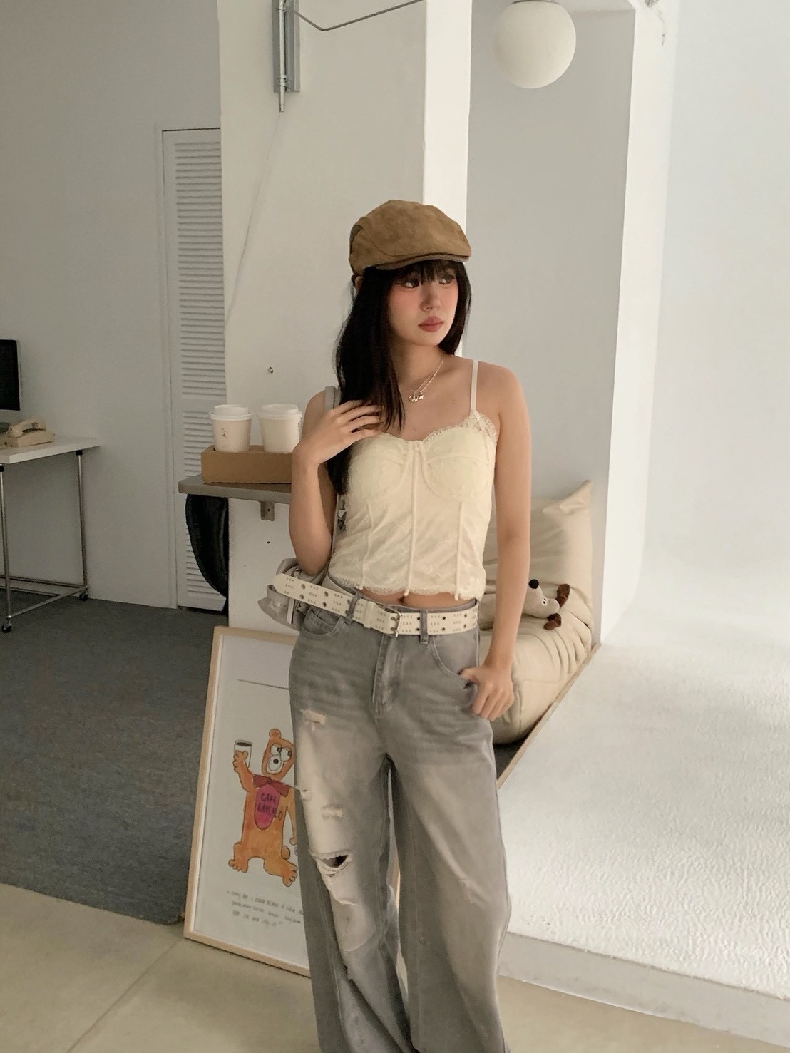 B131蕾絲純慾馬甲吊帶(帶胸墊)