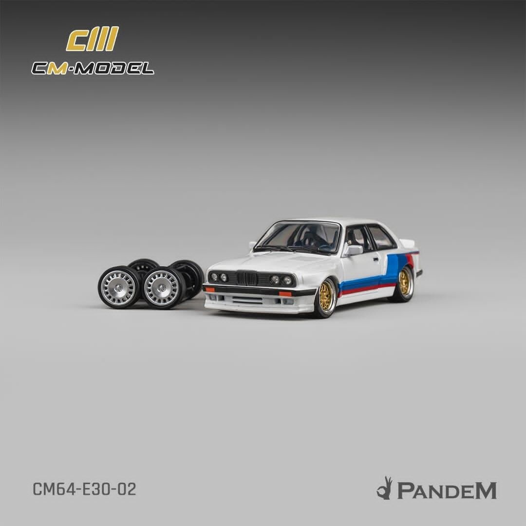 預訂:1/64 CM MODEL Pandem M3 E30 Alpine White with M Tri-Stripes (CM64-E30-02)