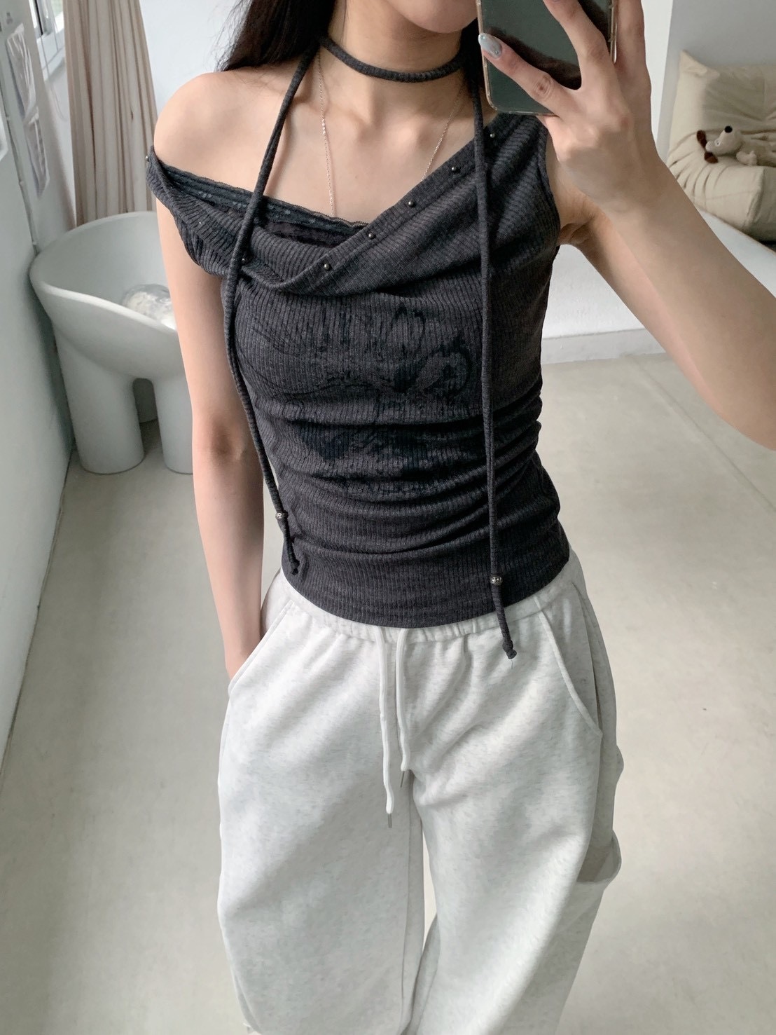 B102小卯釘盪領背心(附掛脖)