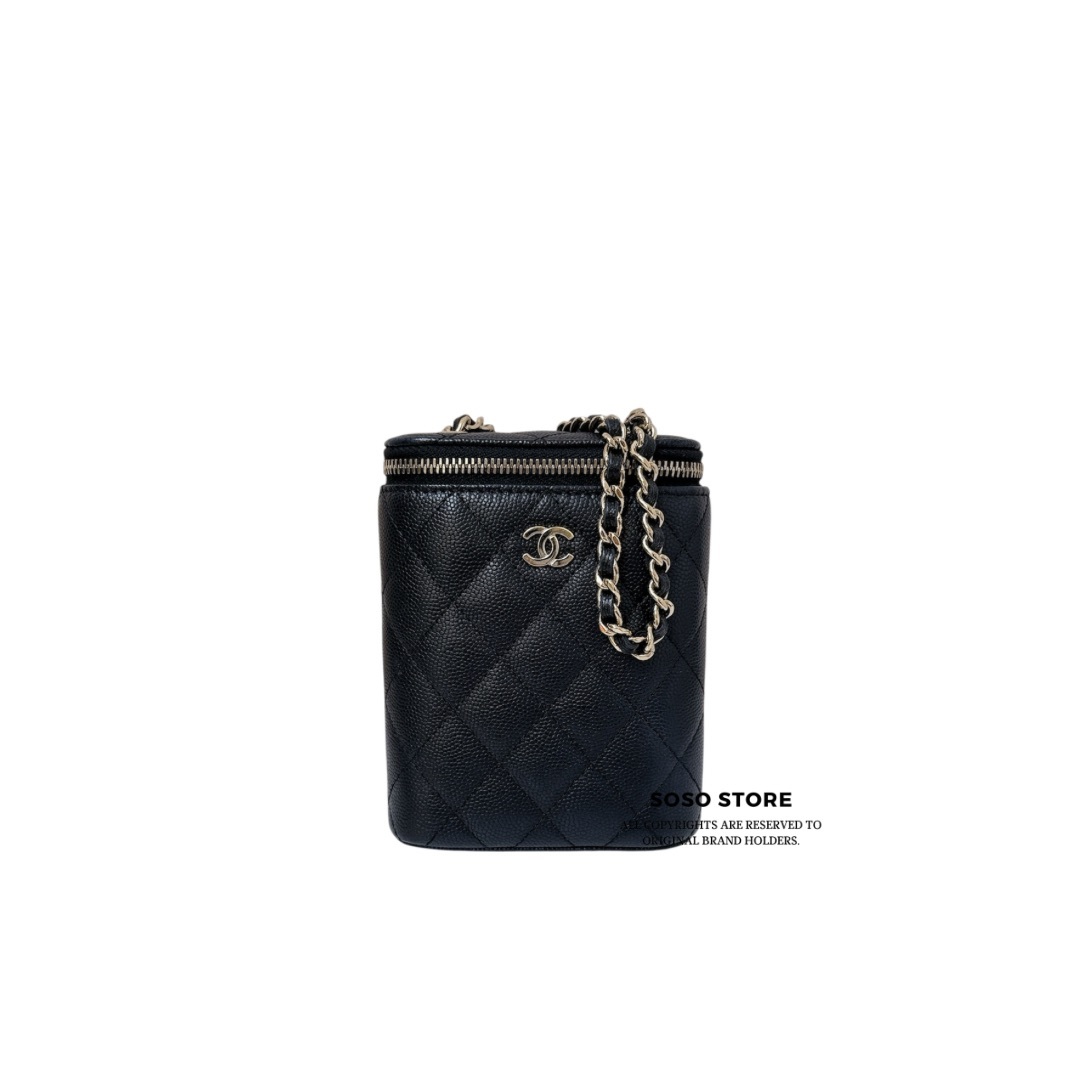 Chanel Vertical Vanity Case with Chain / Black - GHW